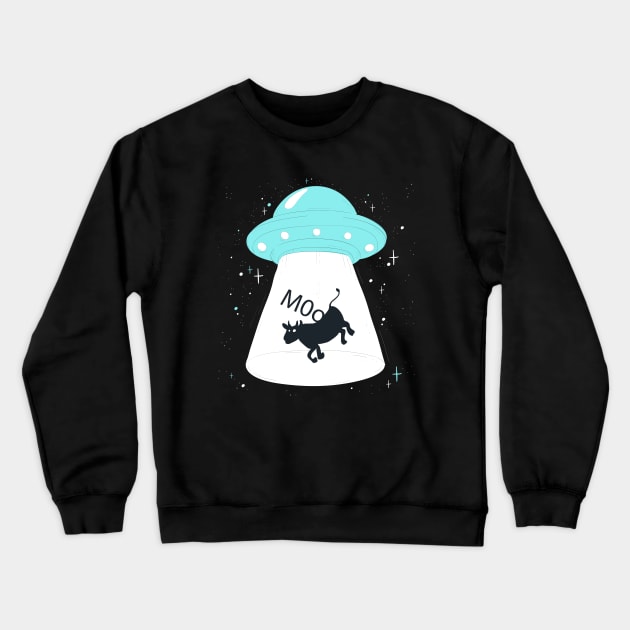 Ufo Cow Crewneck Sweatshirt by Mako Design 